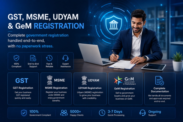 gst, msme, udyam & gem registration